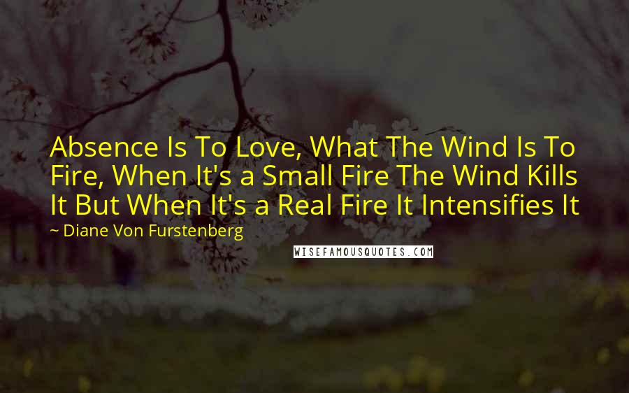 Diane Von Furstenberg Quotes: Absence Is To Love, What The Wind Is To Fire, When It's a Small Fire The Wind Kills It But When It's a Real Fire It Intensifies It