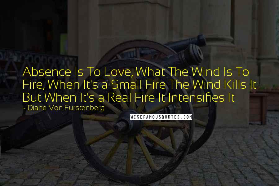 Diane Von Furstenberg Quotes: Absence Is To Love, What The Wind Is To Fire, When It's a Small Fire The Wind Kills It But When It's a Real Fire It Intensifies It