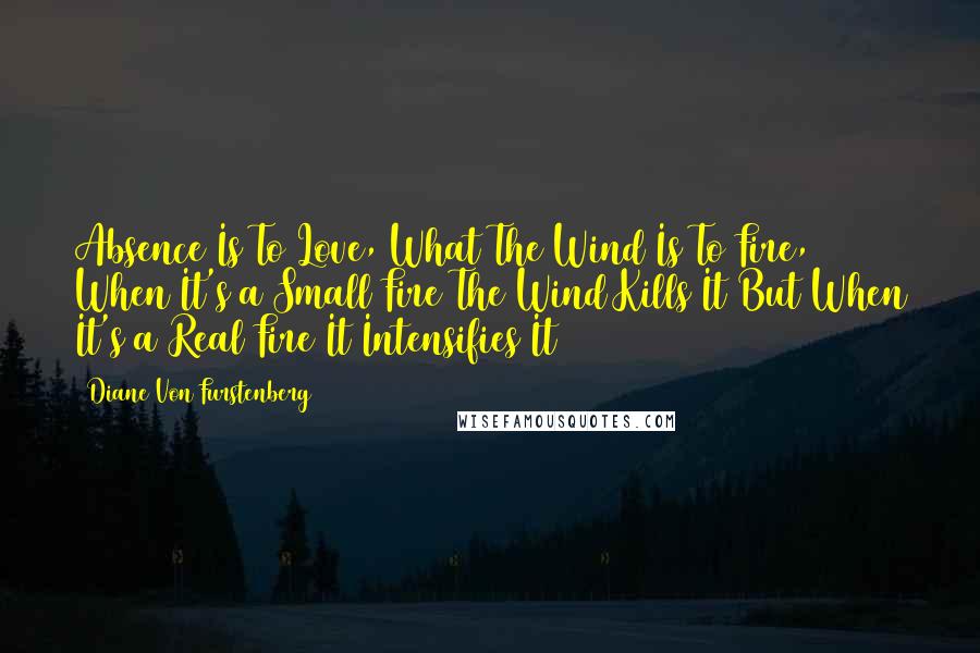 Diane Von Furstenberg Quotes: Absence Is To Love, What The Wind Is To Fire, When It's a Small Fire The Wind Kills It But When It's a Real Fire It Intensifies It