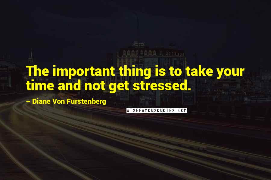 Diane Von Furstenberg Quotes: The important thing is to take your time and not get stressed.