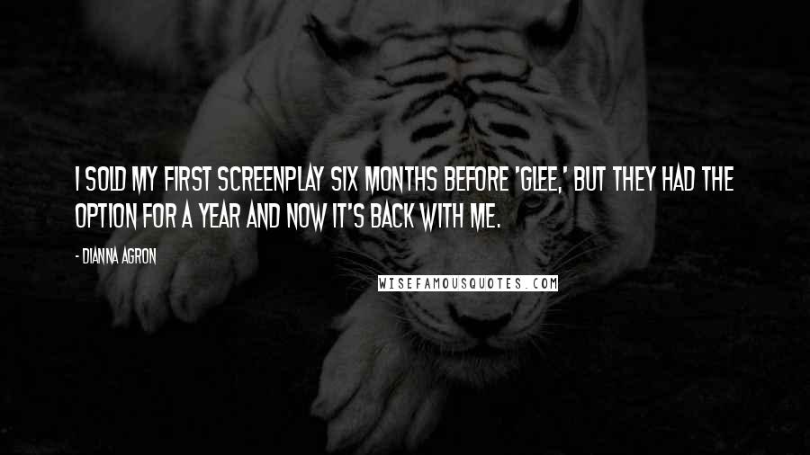 Dianna Agron Quotes: I sold my first screenplay six months before 'Glee,' but they had the option for a year and now it's back with me.