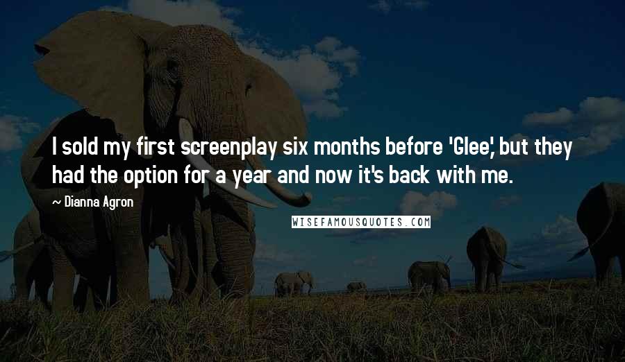 Dianna Agron Quotes: I sold my first screenplay six months before 'Glee,' but they had the option for a year and now it's back with me.