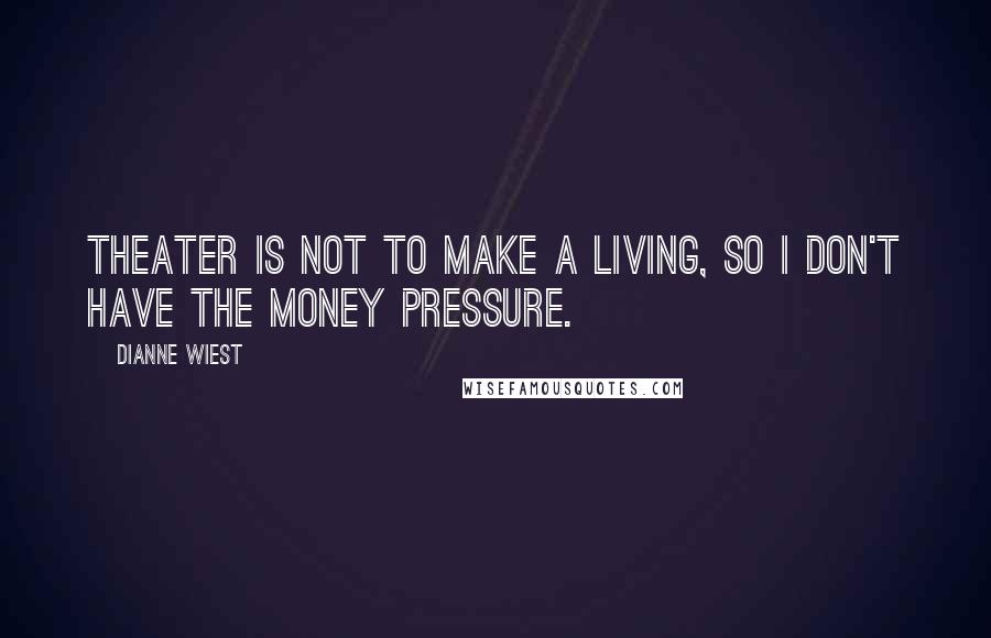 Dianne Wiest Quotes: Theater is not to make a living, so I don't have the money pressure.