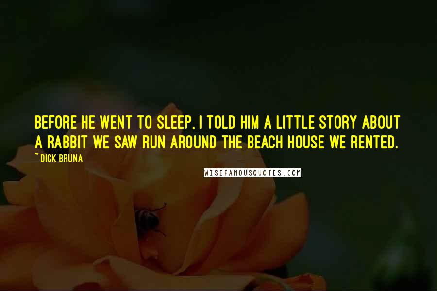 Dick Bruna Quotes: Before he went to sleep, I told him a little story about a rabbit we saw run around the beach house we rented.