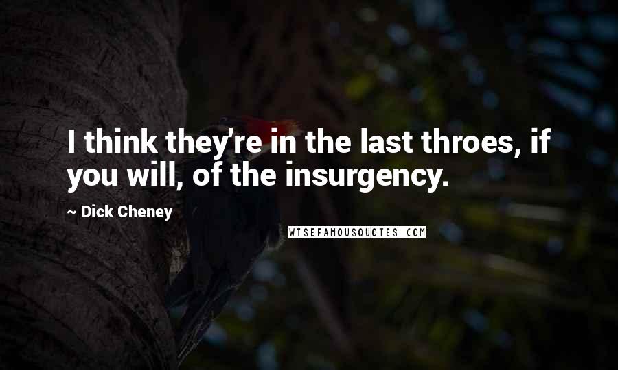 Dick Cheney Quotes: I think they're in the last throes, if you will, of the insurgency.