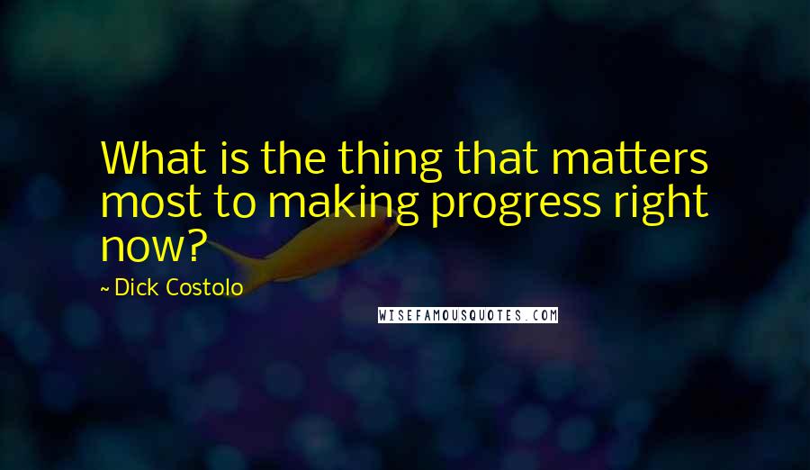 Dick Costolo Quotes: What is the thing that matters most to making progress right now?