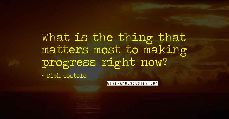 Dick Costolo Quotes: What is the thing that matters most to making progress right now?