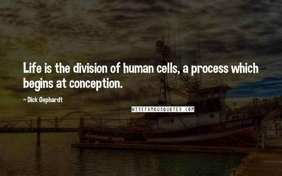 Dick Gephardt Quotes: Life is the division of human cells, a process which begins at conception.