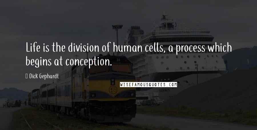 Dick Gephardt Quotes: Life is the division of human cells, a process which begins at conception.