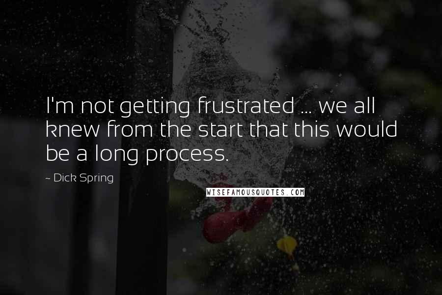 Dick Spring Quotes: I'm not getting frustrated ... we all knew from the start that this would be a long process.