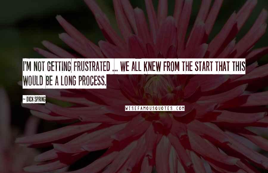 Dick Spring Quotes: I'm not getting frustrated ... we all knew from the start that this would be a long process.