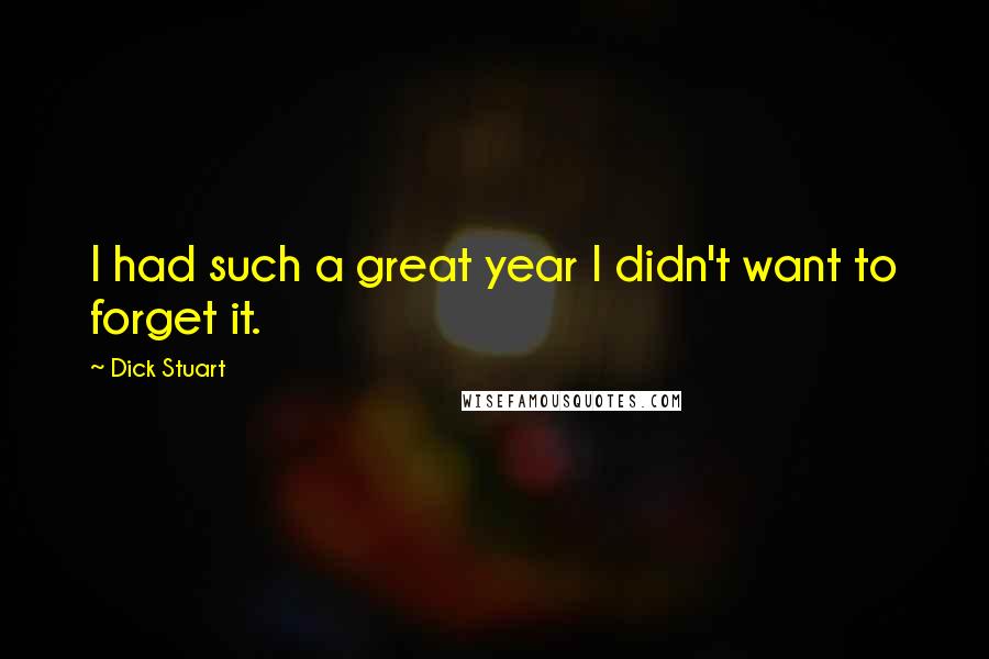 Dick Stuart Quotes: I had such a great year I didn't want to forget it.