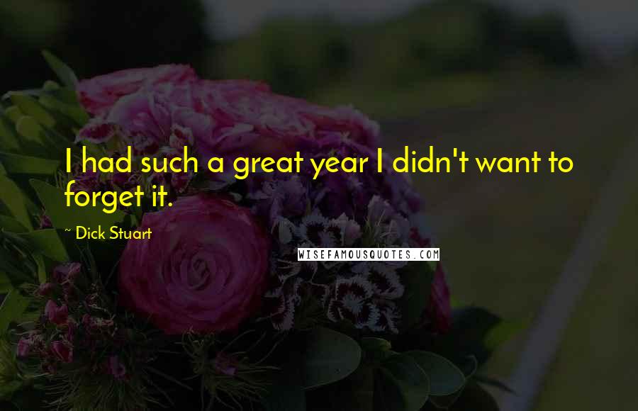 Dick Stuart Quotes: I had such a great year I didn't want to forget it.