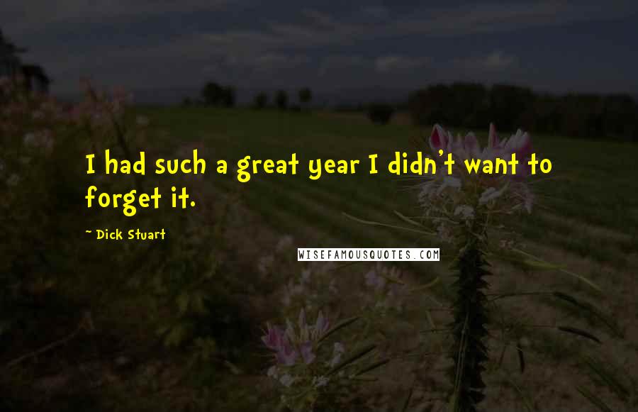 Dick Stuart Quotes: I had such a great year I didn't want to forget it.