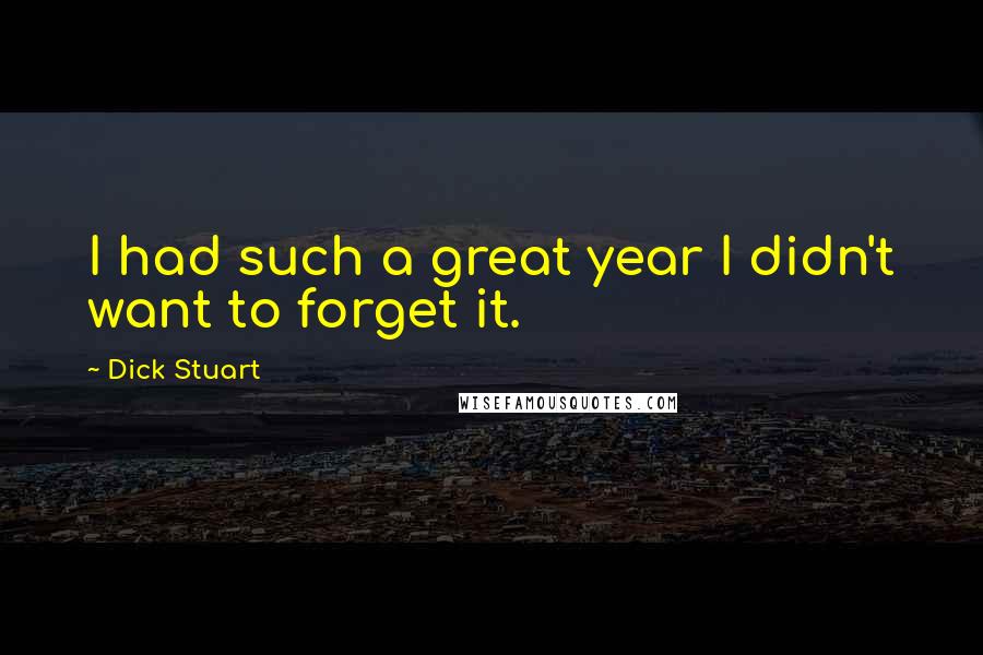 Dick Stuart Quotes: I had such a great year I didn't want to forget it.