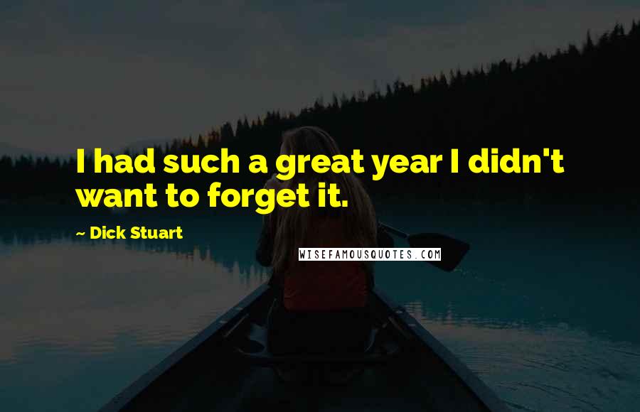 Dick Stuart Quotes: I had such a great year I didn't want to forget it.