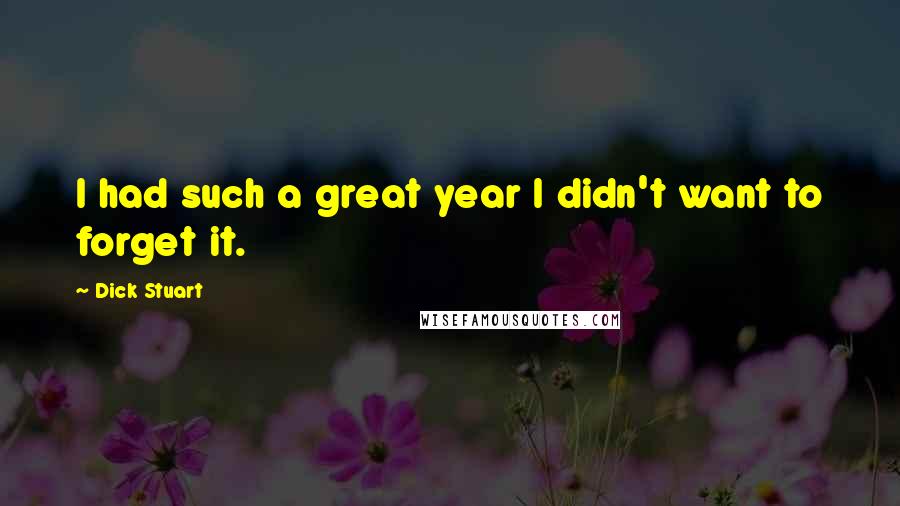 Dick Stuart Quotes: I had such a great year I didn't want to forget it.