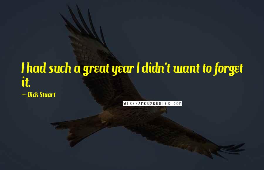 Dick Stuart Quotes: I had such a great year I didn't want to forget it.