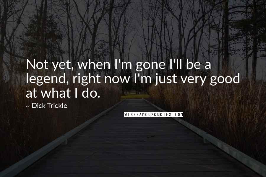 Dick Trickle Quotes: Not yet, when I'm gone I'll be a legend, right now I'm just very good at what I do.