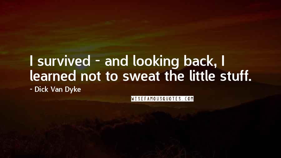 Dick Van Dyke Quotes: I survived - and looking back, I learned not to sweat the little stuff.