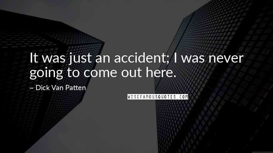 Dick Van Patten Quotes: It was just an accident; I was never going to come out here.