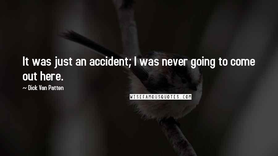 Dick Van Patten Quotes: It was just an accident; I was never going to come out here.