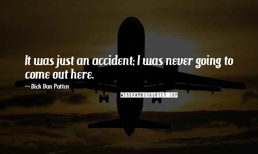 Dick Van Patten Quotes: It was just an accident; I was never going to come out here.