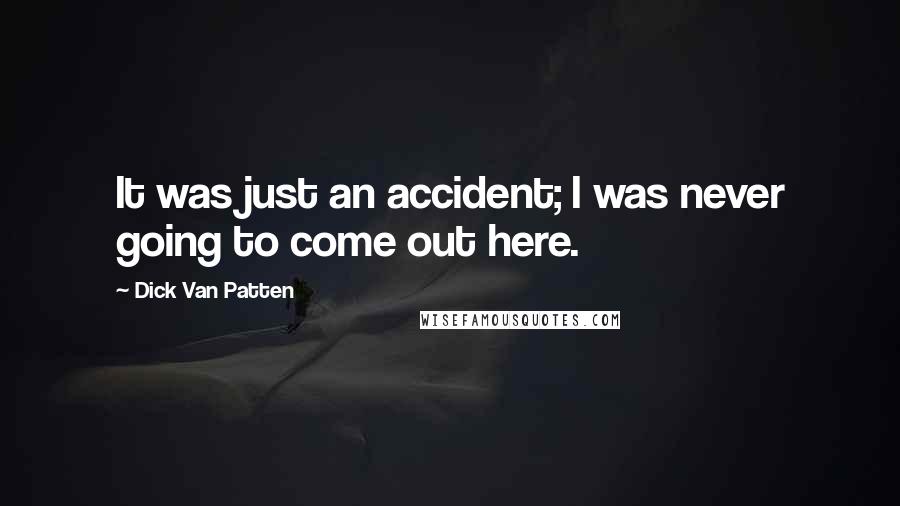 Dick Van Patten Quotes: It was just an accident; I was never going to come out here.