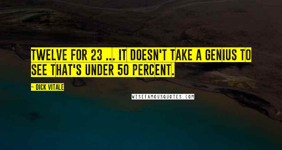 Dick Vitale Quotes: Twelve for 23 ... It doesn't take a genius to see that's under 50 percent.