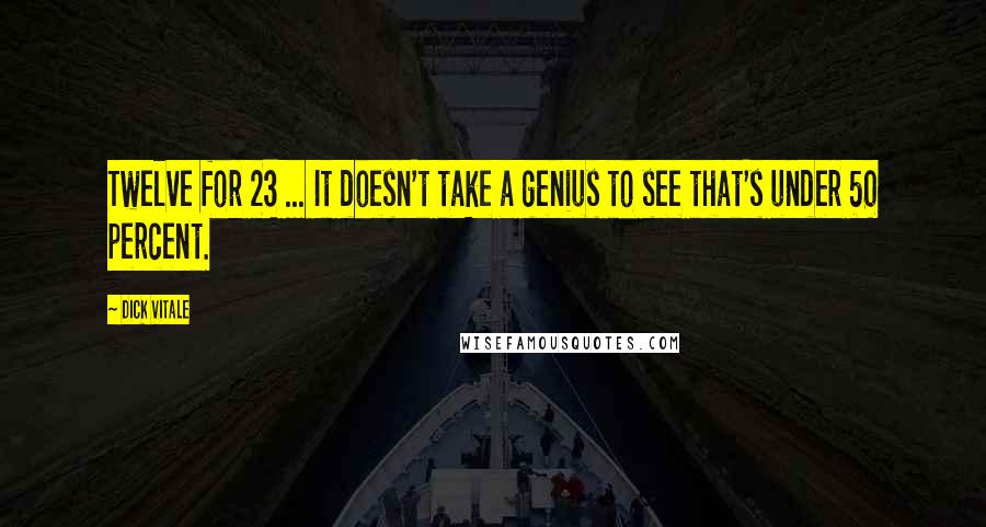 Dick Vitale Quotes: Twelve for 23 ... It doesn't take a genius to see that's under 50 percent.