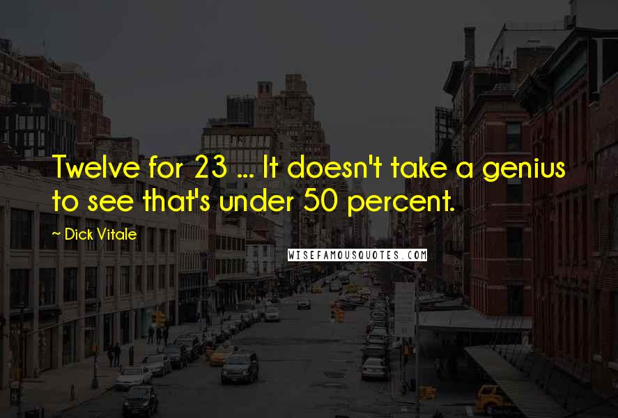 Dick Vitale Quotes: Twelve for 23 ... It doesn't take a genius to see that's under 50 percent.