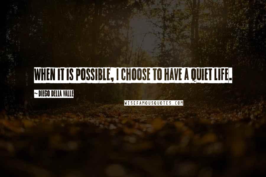 Diego Della Valle Quotes: When it is possible, I choose to have a quiet life.