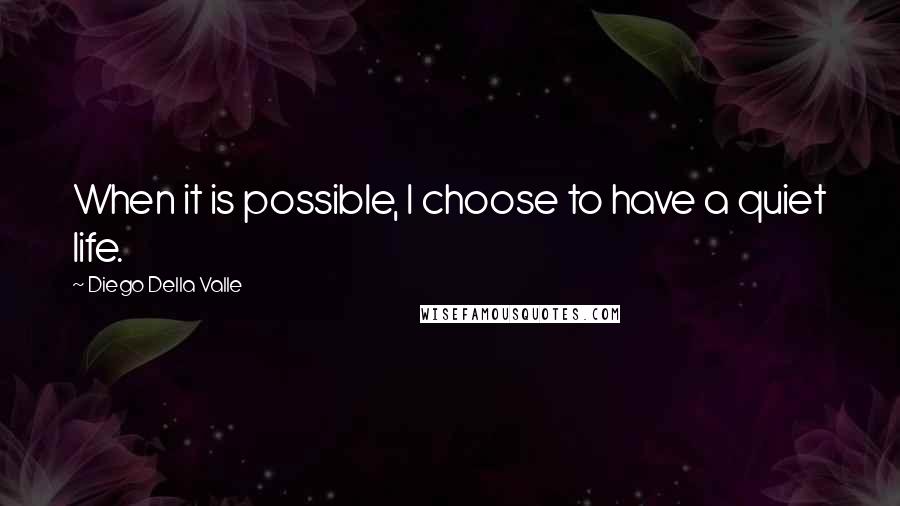 Diego Della Valle Quotes: When it is possible, I choose to have a quiet life.