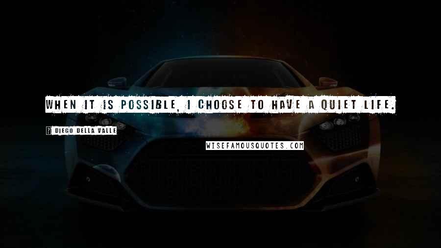 Diego Della Valle Quotes: When it is possible, I choose to have a quiet life.