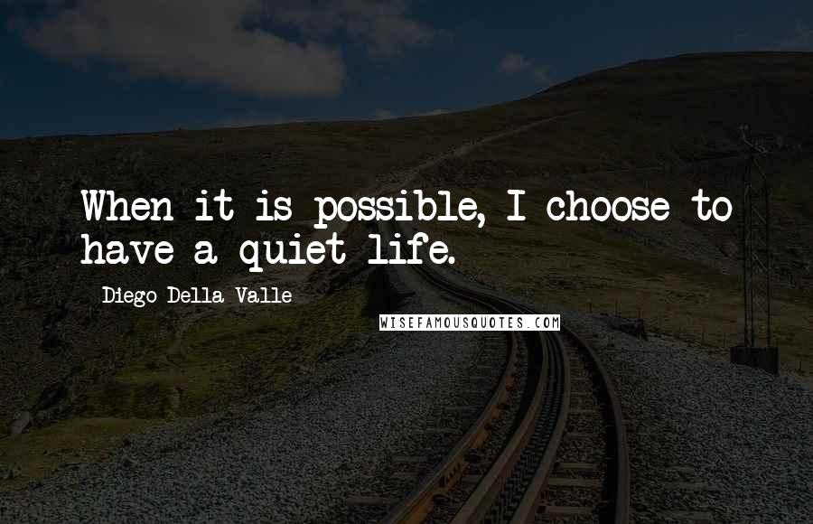 Diego Della Valle Quotes: When it is possible, I choose to have a quiet life.