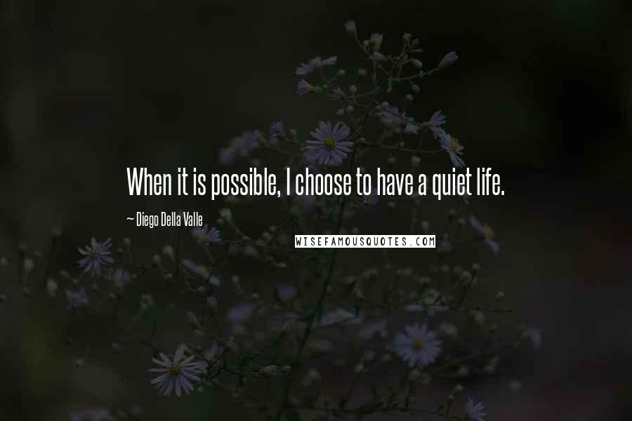 Diego Della Valle Quotes: When it is possible, I choose to have a quiet life.