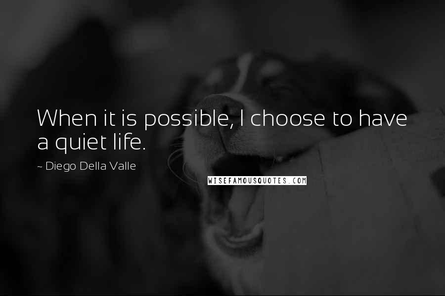 Diego Della Valle Quotes: When it is possible, I choose to have a quiet life.