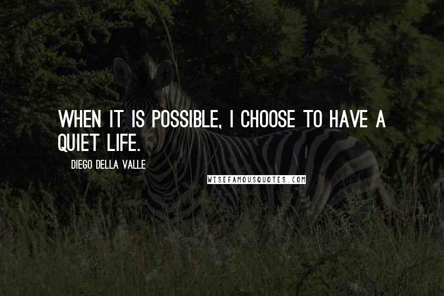 Diego Della Valle Quotes: When it is possible, I choose to have a quiet life.