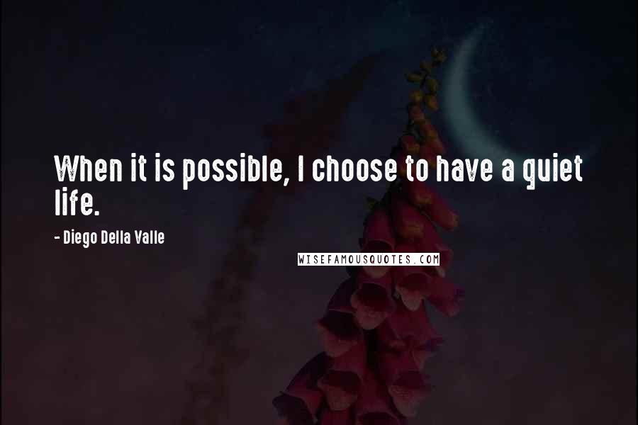 Diego Della Valle Quotes: When it is possible, I choose to have a quiet life.