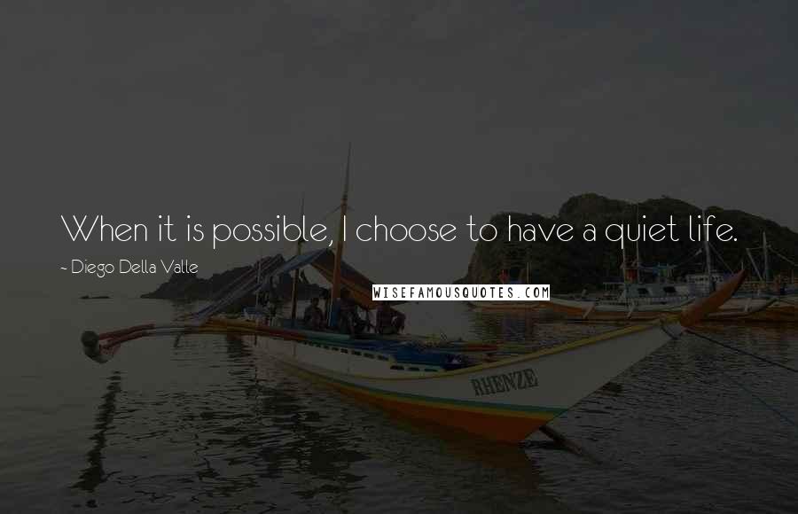 Diego Della Valle Quotes: When it is possible, I choose to have a quiet life.