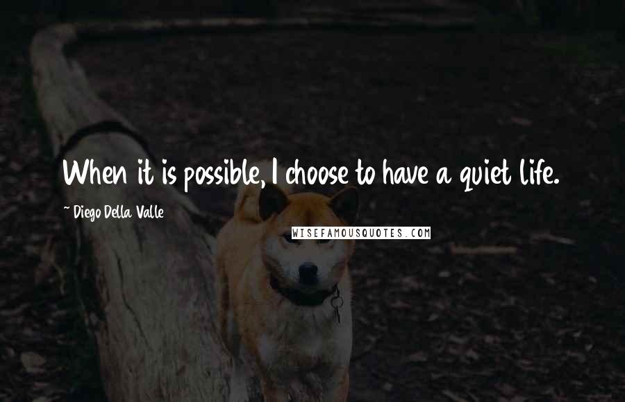 Diego Della Valle Quotes: When it is possible, I choose to have a quiet life.