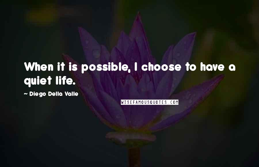 Diego Della Valle Quotes: When it is possible, I choose to have a quiet life.