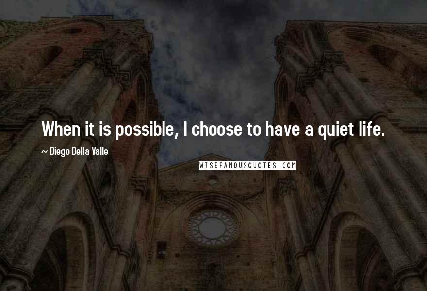 Diego Della Valle Quotes: When it is possible, I choose to have a quiet life.