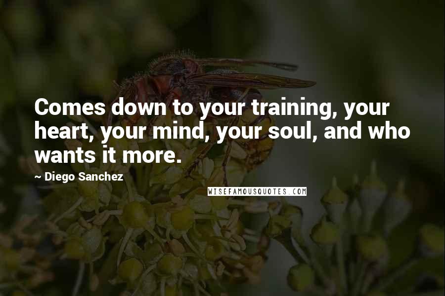 Diego Sanchez Quotes: Comes down to your training, your heart, your mind, your soul, and who wants it more.