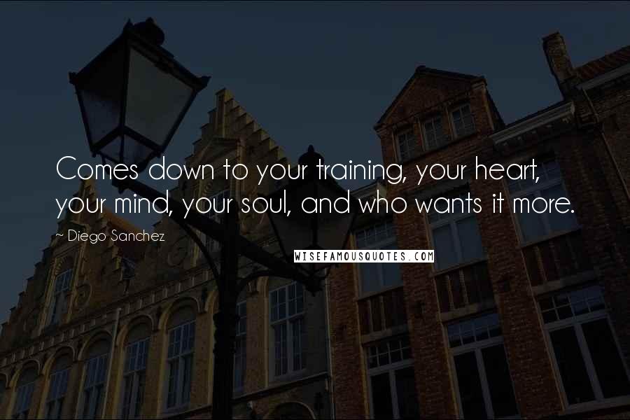 Diego Sanchez Quotes: Comes down to your training, your heart, your mind, your soul, and who wants it more.