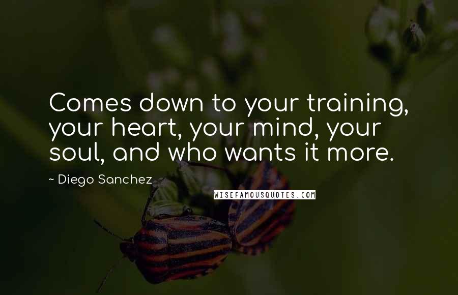 Diego Sanchez Quotes: Comes down to your training, your heart, your mind, your soul, and who wants it more.