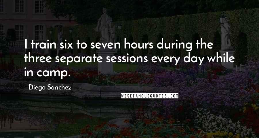 Diego Sanchez Quotes: I train six to seven hours during the three separate sessions every day while in camp.