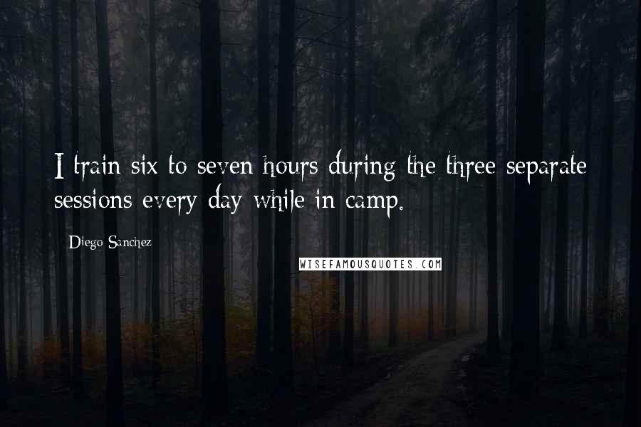 Diego Sanchez Quotes: I train six to seven hours during the three separate sessions every day while in camp.