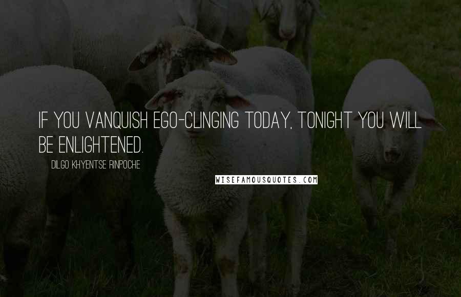 Dilgo Khyentse Rinpoche Quotes: If you vanquish ego-clinging today, tonight you will be enlightened.