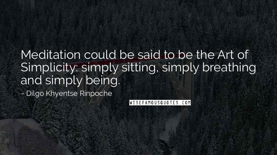 Dilgo Khyentse Rinpoche Quotes: Meditation could be said to be the Art of Simplicity: simply sitting, simply breathing and simply being.